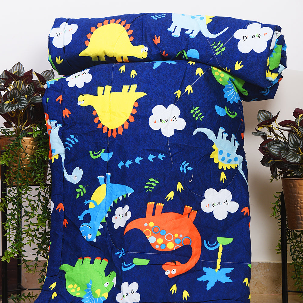 Kids Animal Safari Comforter – Dark Blue Bedding with Cute Wildlife Print (60*90 inch)