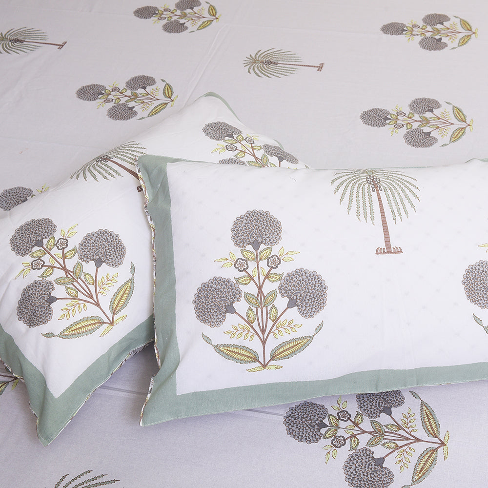 Palm Tree Print - Pure Cotton Bedsheet with matching Pillow Covers