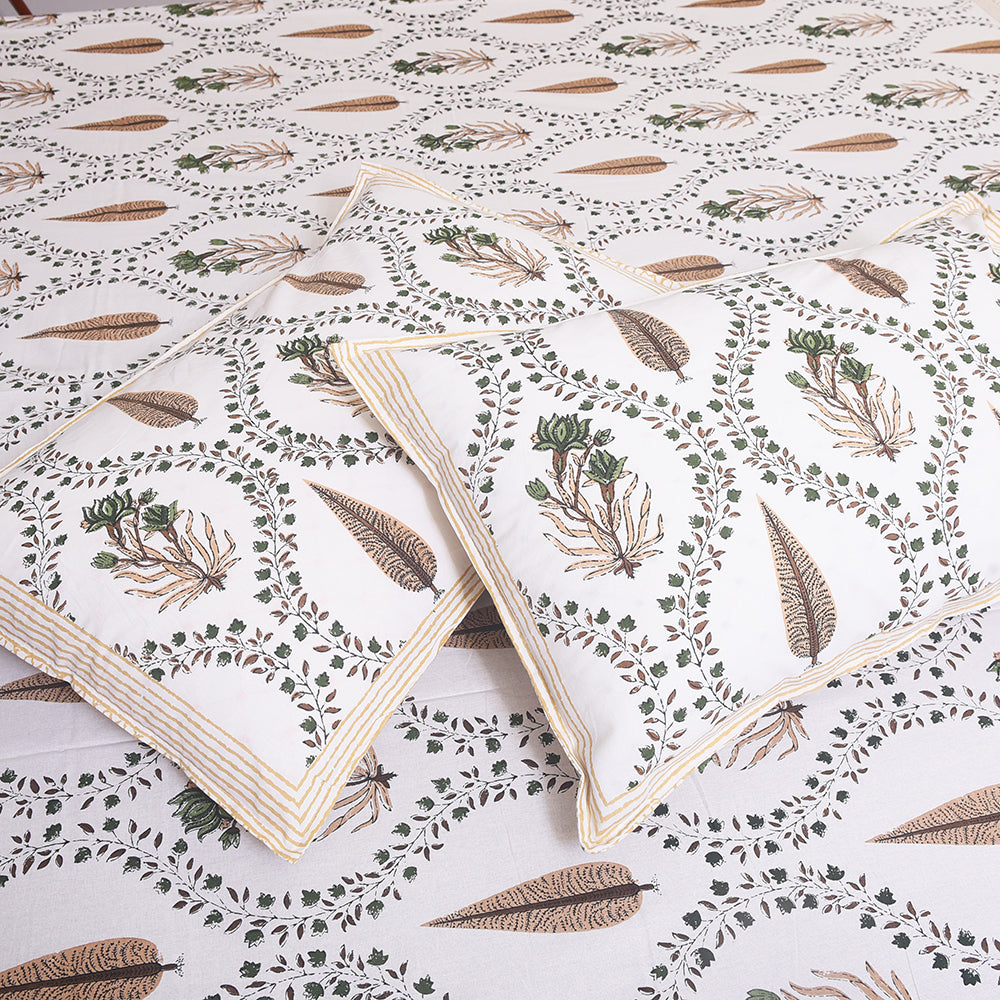 Premium Cotton Printed Bedsheet with Pillow Covers – Soft, Breathable & Durable (King Size 108 x 108 inches)