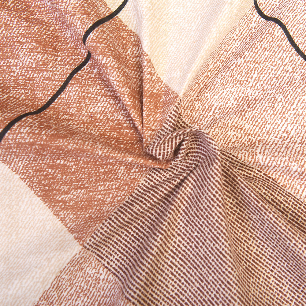 Classic Checked Cotton Bedding Set – Brown & Beige.