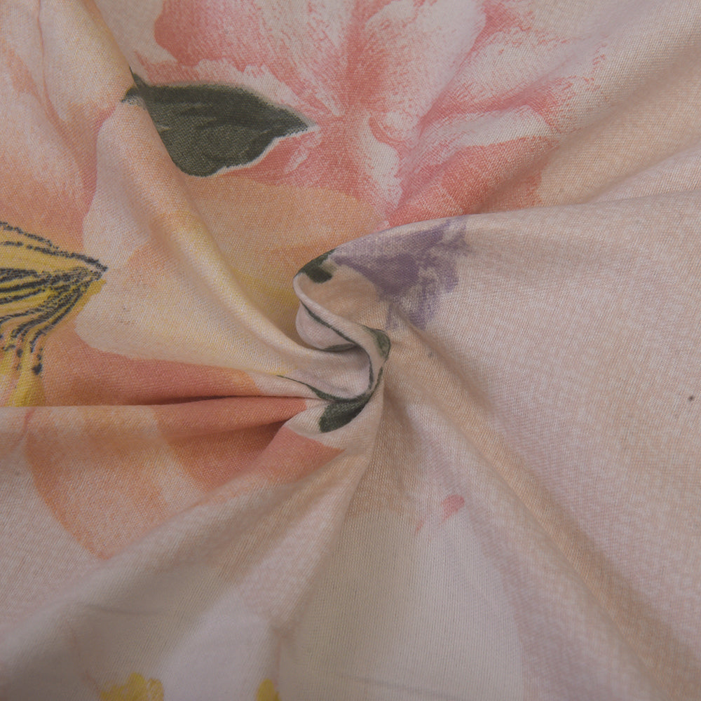 Soft Floral Printed Bedding Set – Pink & Yellow Bloom