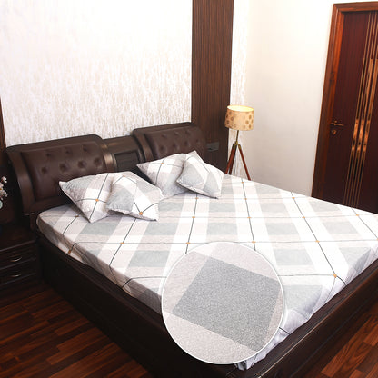 Elegant Floral Printed Cotton Bedding Set – Blue & Grey Bloom