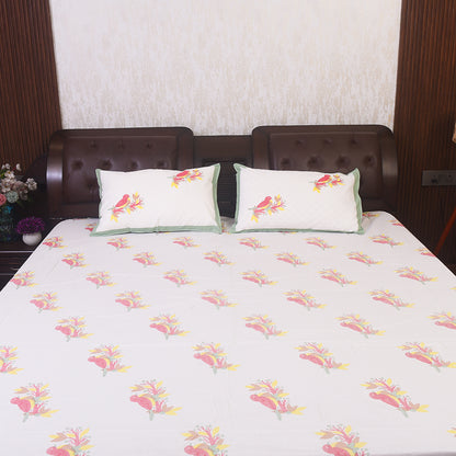 King Size Cotton Bedsheet Set with Pillow Covers – Brown & Grey Checkered Pattern