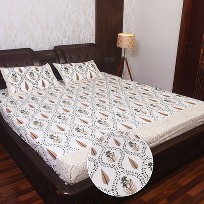 Premium Cotton Printed Bedsheet with Pillow Covers – Soft, Breathable & Durable (King Size 108 x 108 inches)