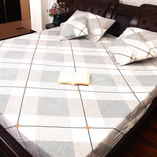 Elegant Floral Printed Cotton Bedding Set – Blue & Grey Bloom