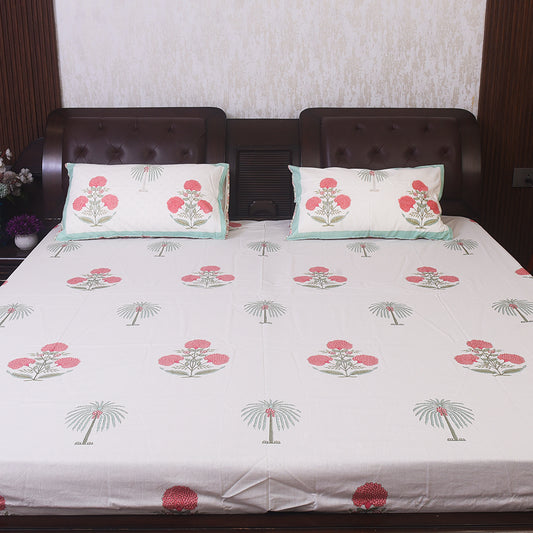 Handblock Printed - Pure Cotton Bedsheet with 2Pillow Covers