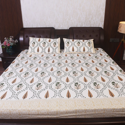 Premium Cotton Printed Bedsheet with Pillow Covers – Soft, Breathable & Durable (King Size 108 x 108 inches)