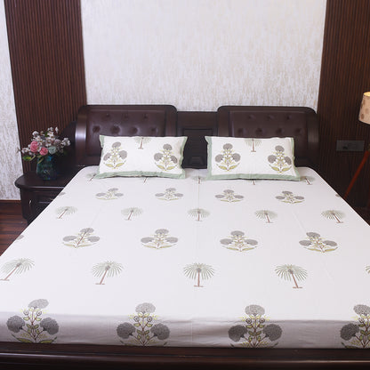 Palm Tree Print - Pure Cotton Bedsheet with matching Pillow Covers