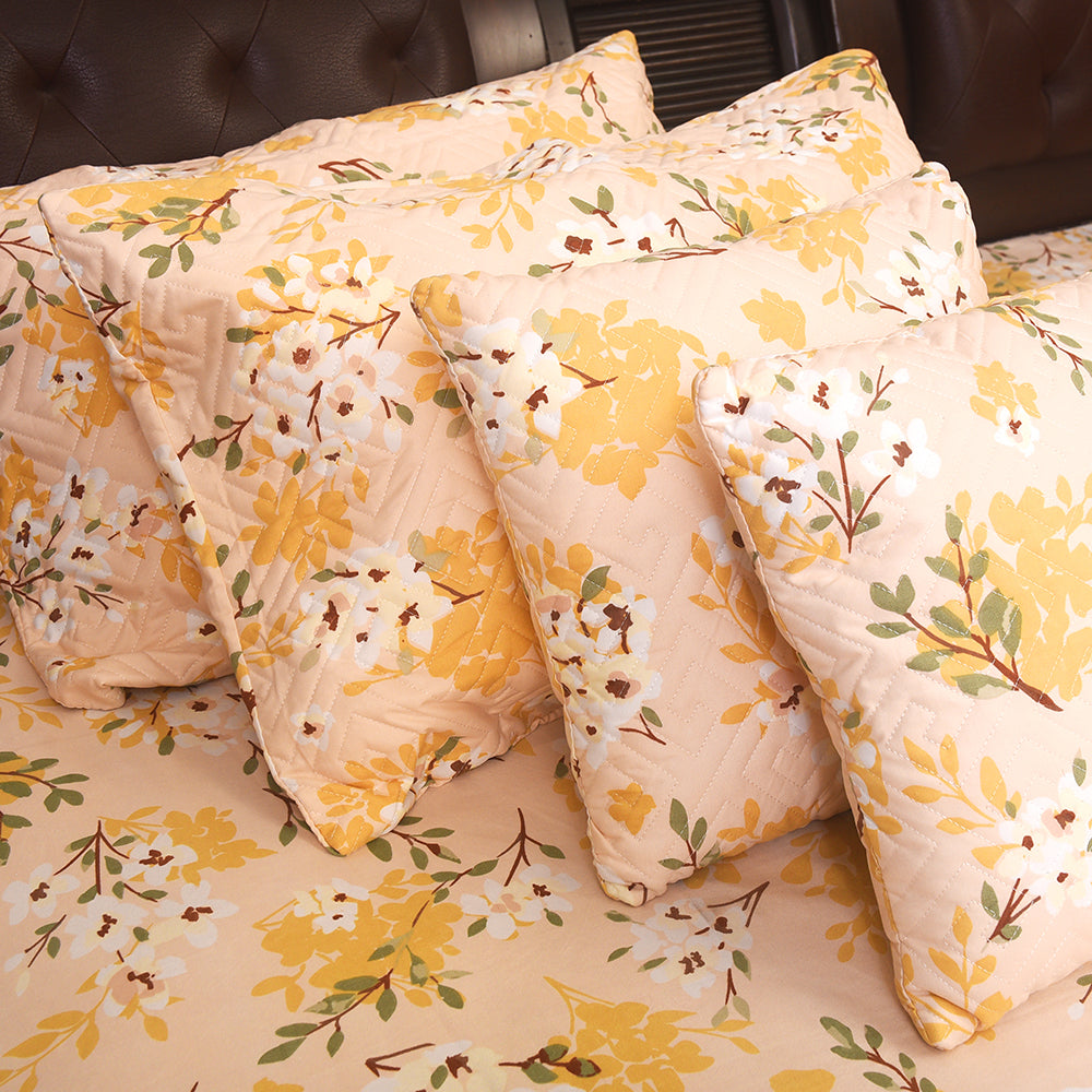 White & Pink Blossom Palm Print Bedding Set – 100% Cotton