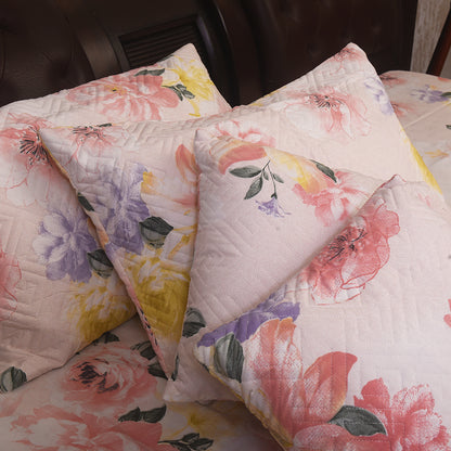 Soft Floral Printed Bedding Set – Pink & Yellow Bloom