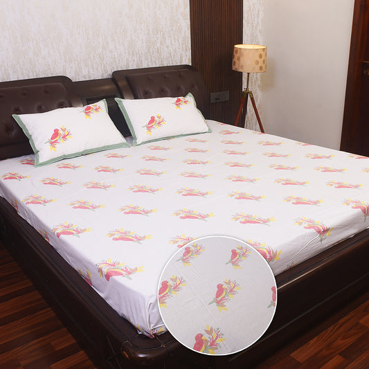 King Size Cotton Bedsheet Set with Pillow Covers – Brown & Grey Checkered Pattern
