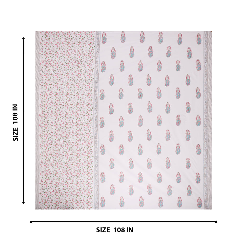 Elegant Garden Print Handblock Bedsheet