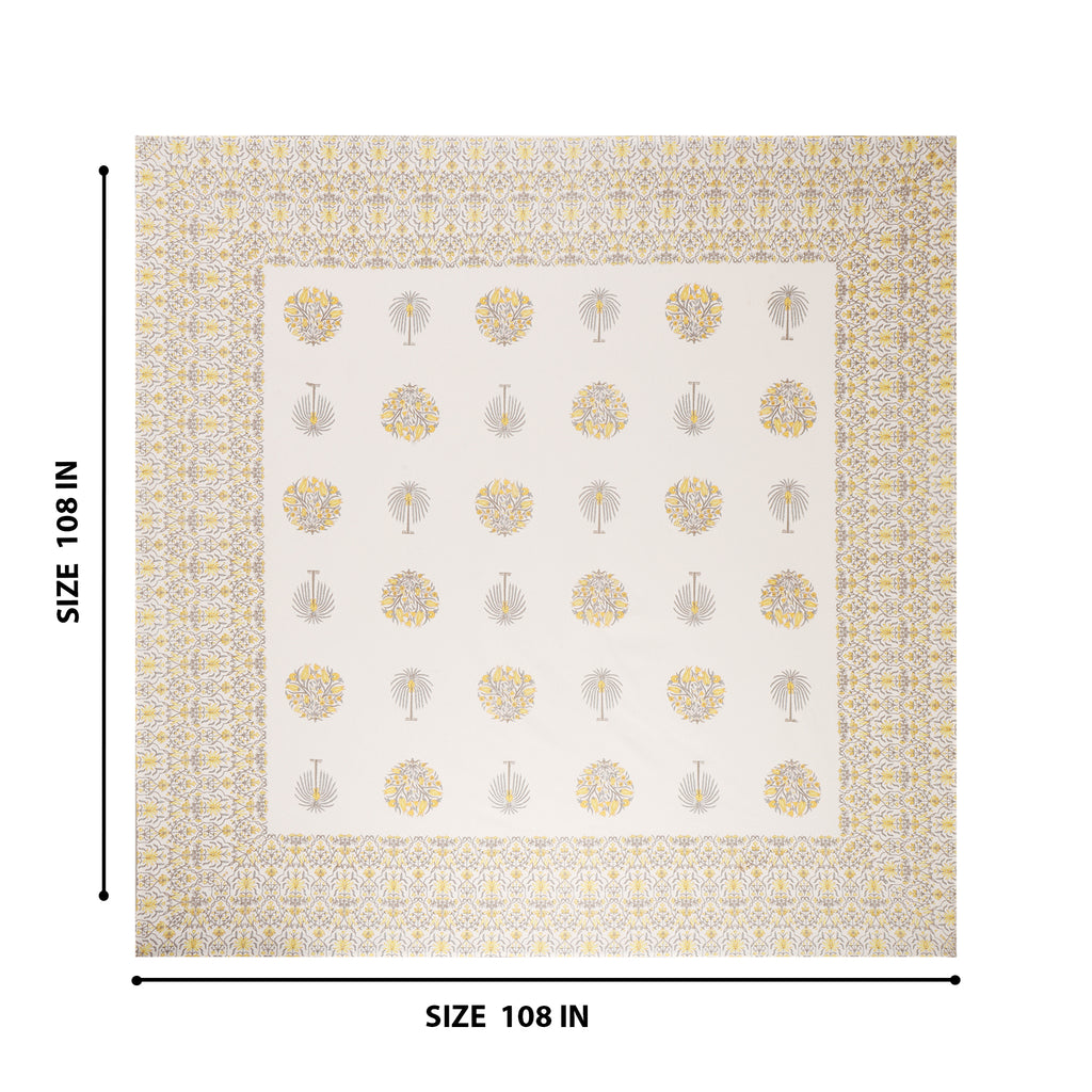 Yellow  Indigo & Petal Cotton Bedsheet