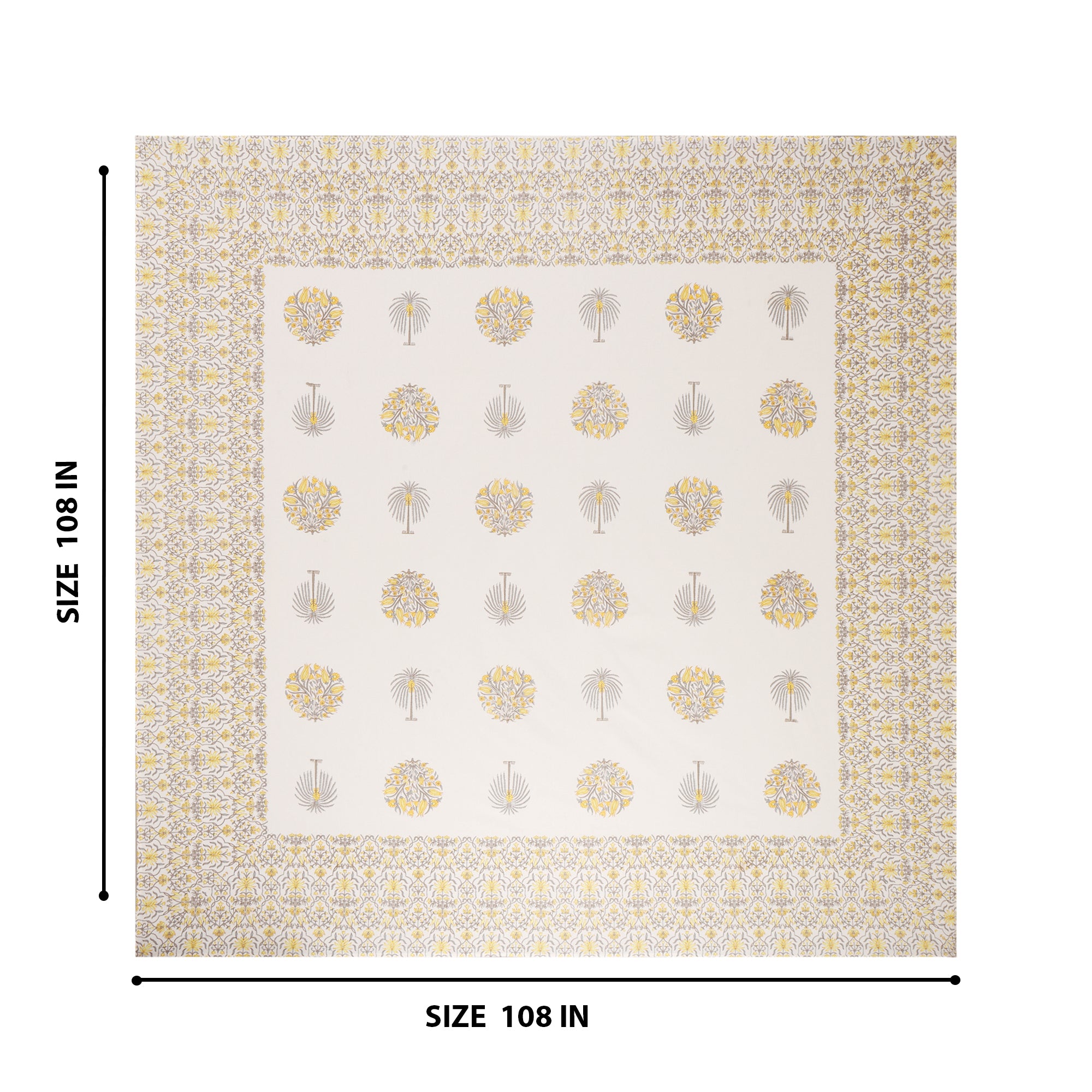 Yellow  Indigo & Petal Cotton Bedsheet