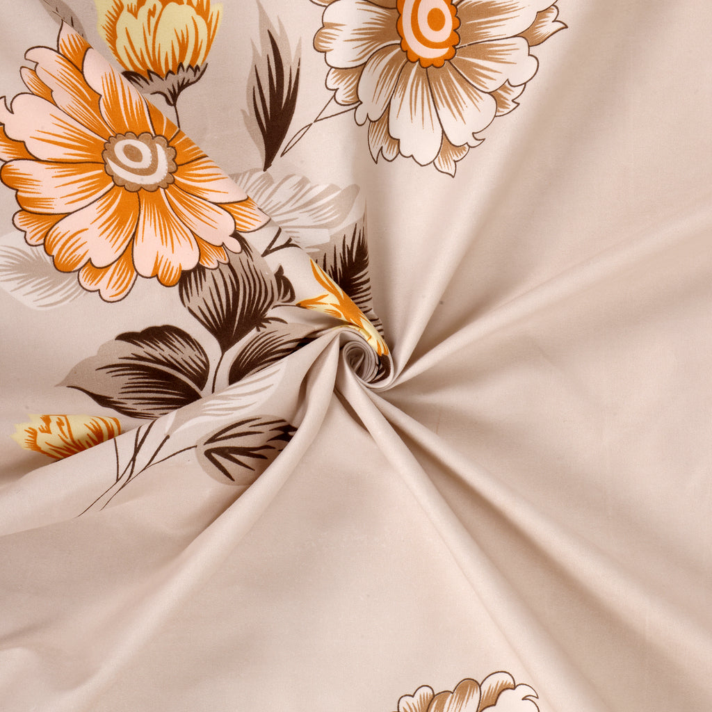 Beige Floral 5 Piece Bedding Set