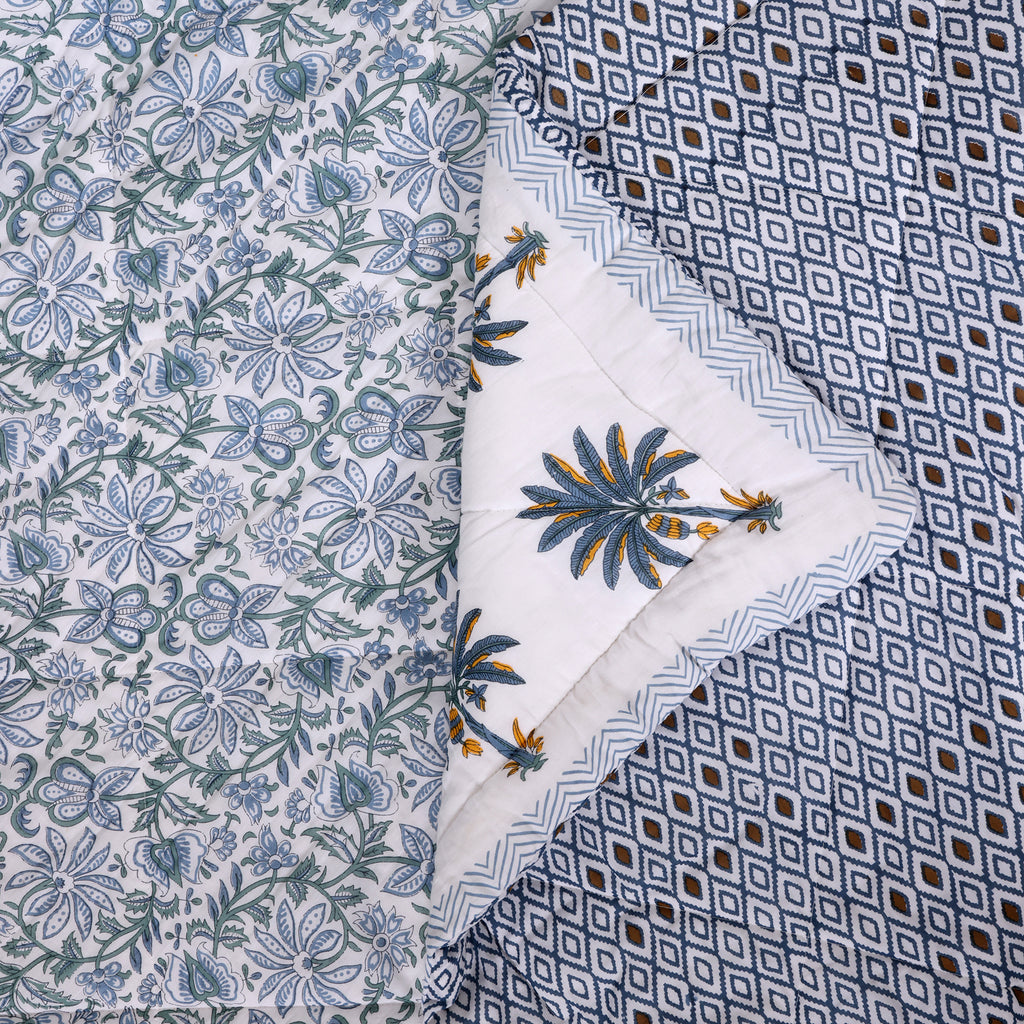 Vintage Leaf Bloom Pure Cotton Quilt