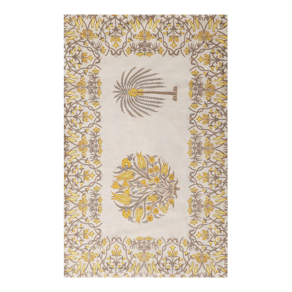 Yellow  Indigo & Petal Cotton Bedsheet