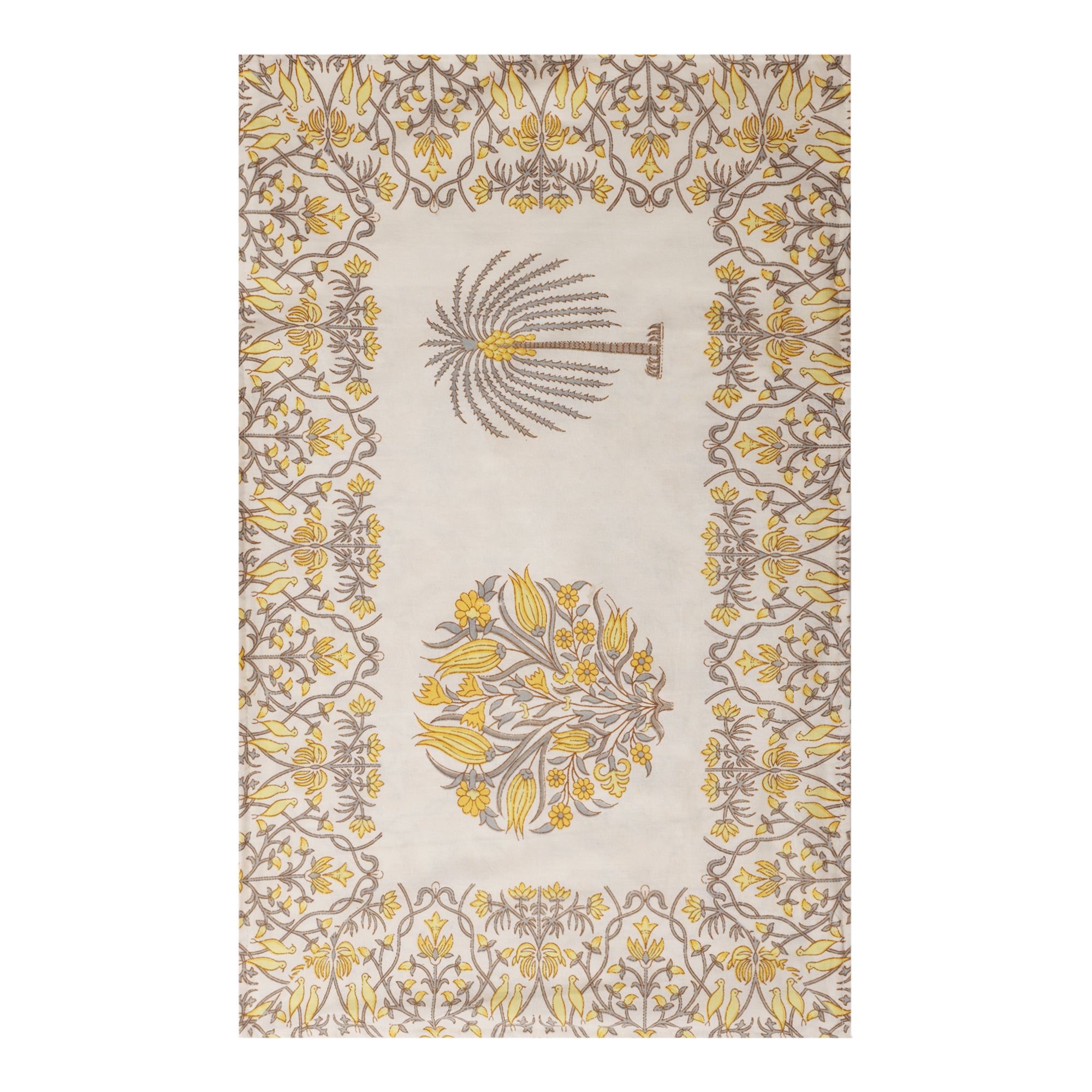 Yellow  Indigo & Petal Cotton Bedsheet