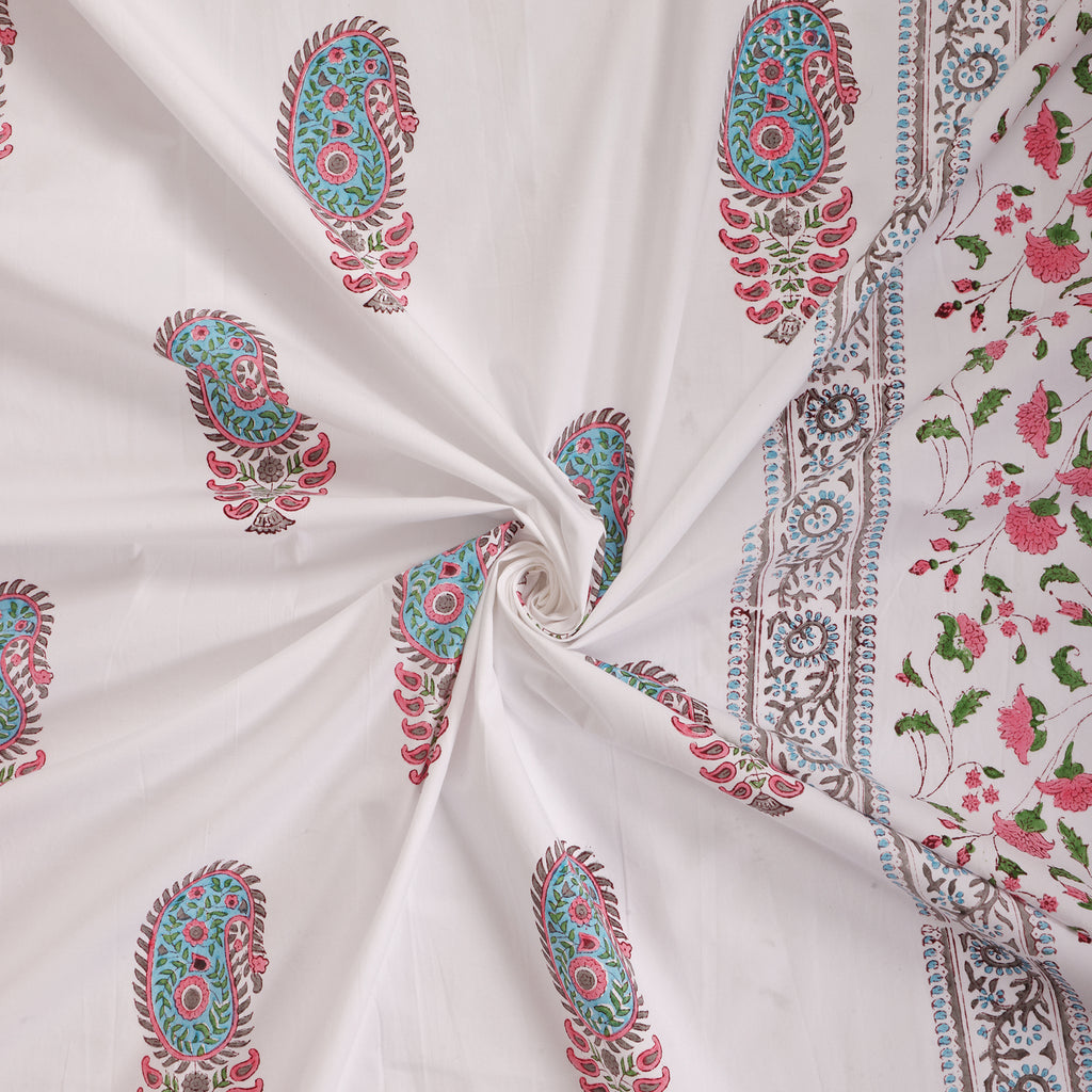 Elegant Garden Print Handblock Bedsheet