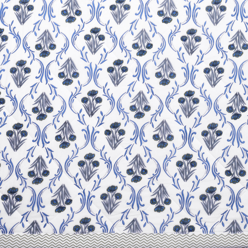 Blue Meadow Pure Cotton Quilt