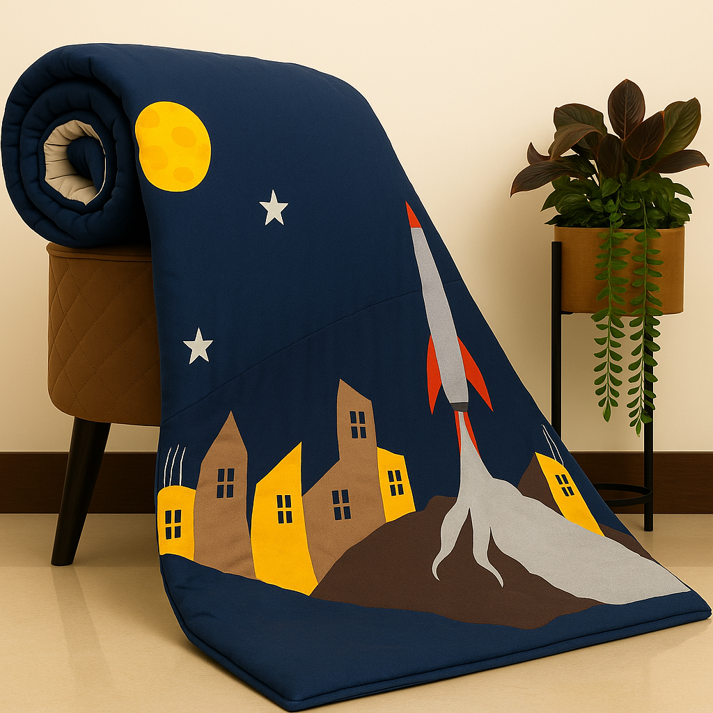 Spaced Theme Kids Comforter  - Soft and Cozy Navy Blue - (60*90inch)