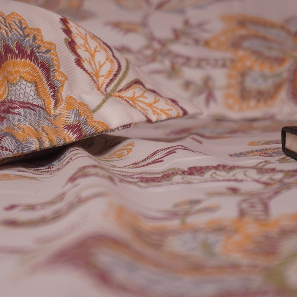 Heritage Bedsheet with Premium Cotton and Yarn Fabric - Floral Printed