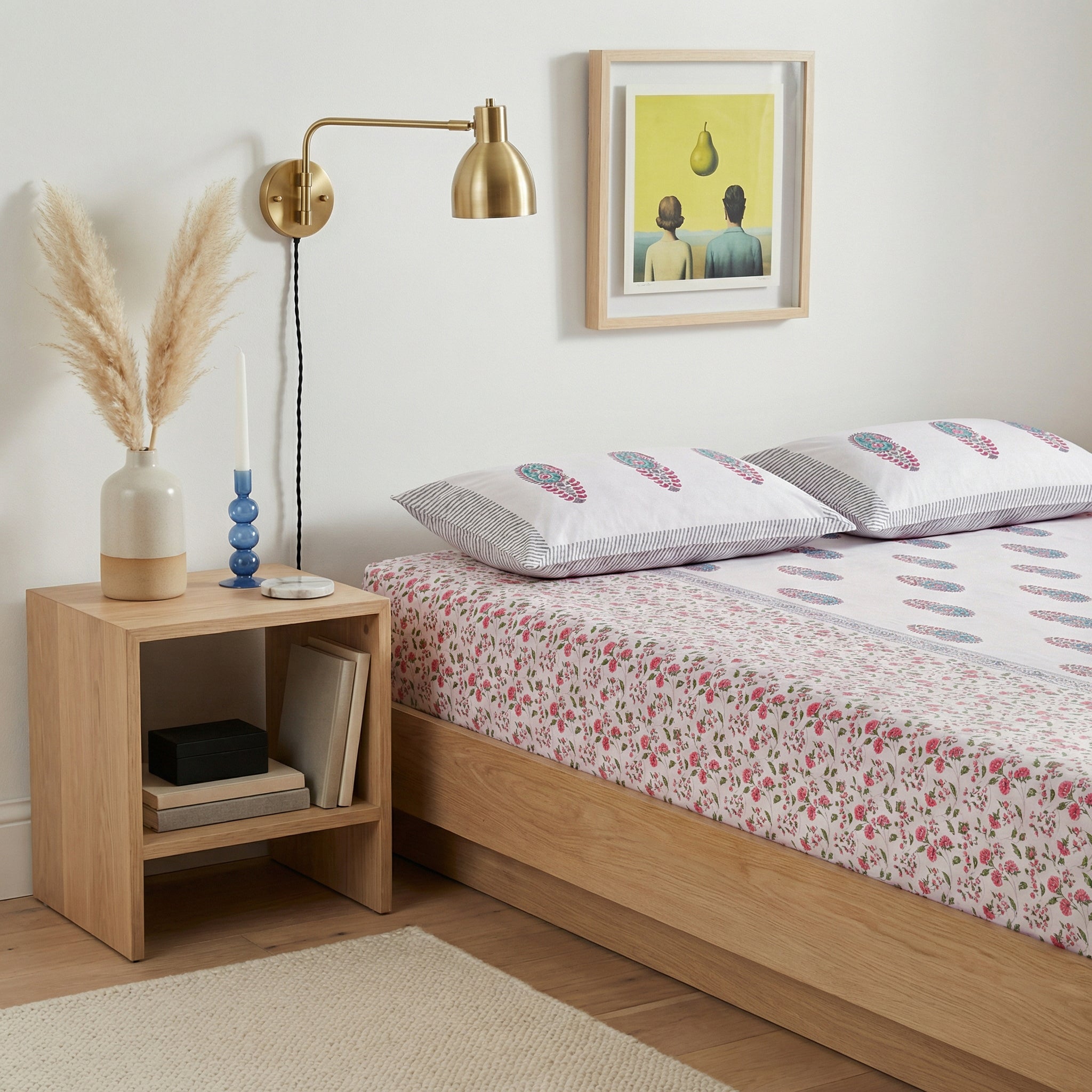 Elegant Garden Print Handblock Bedsheet