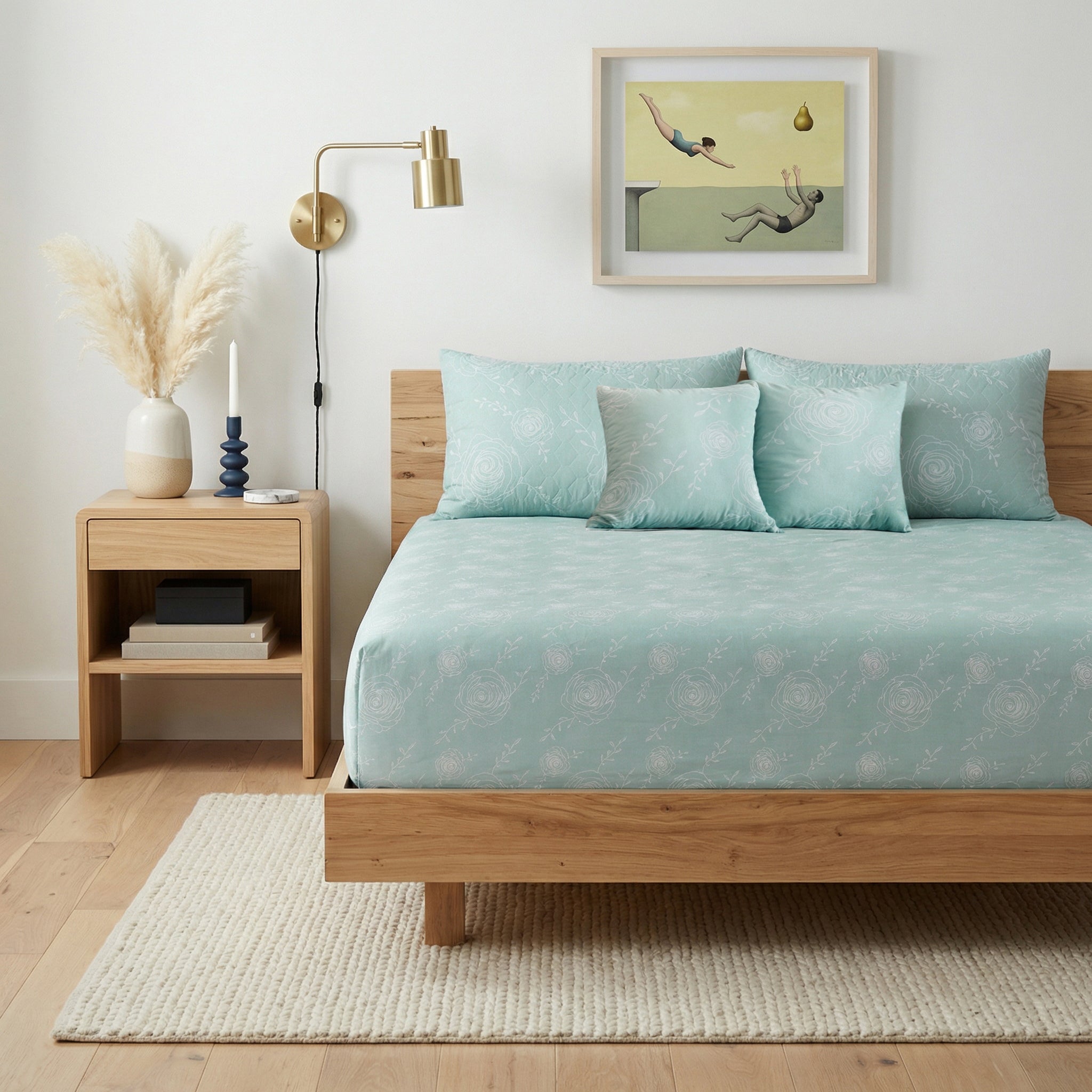 Pastel Blue 5 Piece Bedding Set