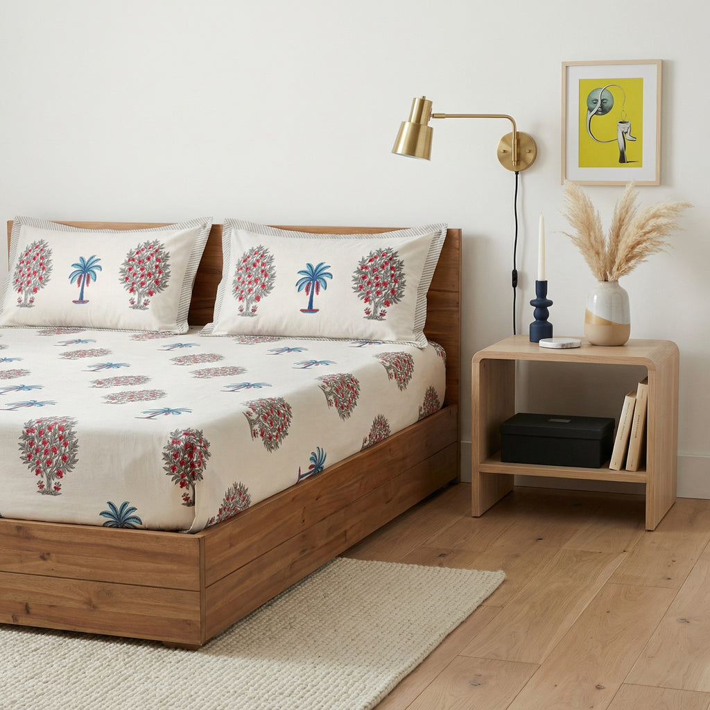 Palm Grove Linen Cotton Bedsheet