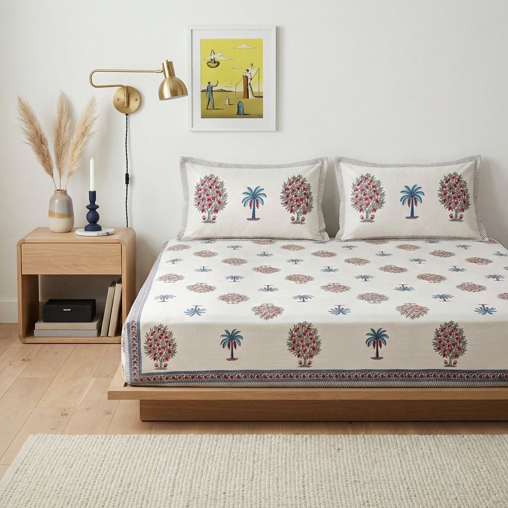 Palm Grove Linen Cotton Bedsheet