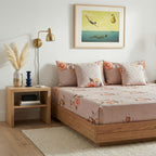 Beige Floral 5 Piece Bedding Set