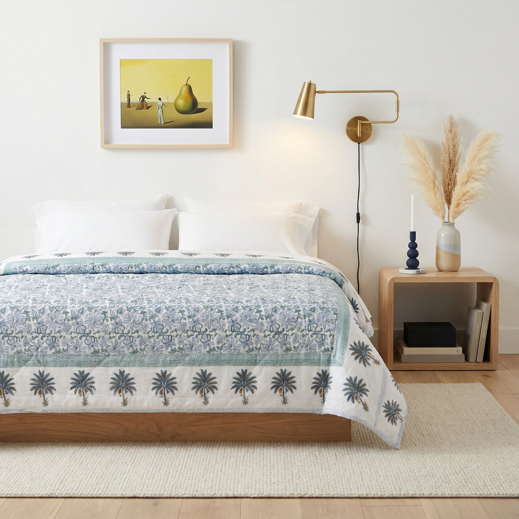 Vintage Leaf Bloom Pure Cotton Quilt