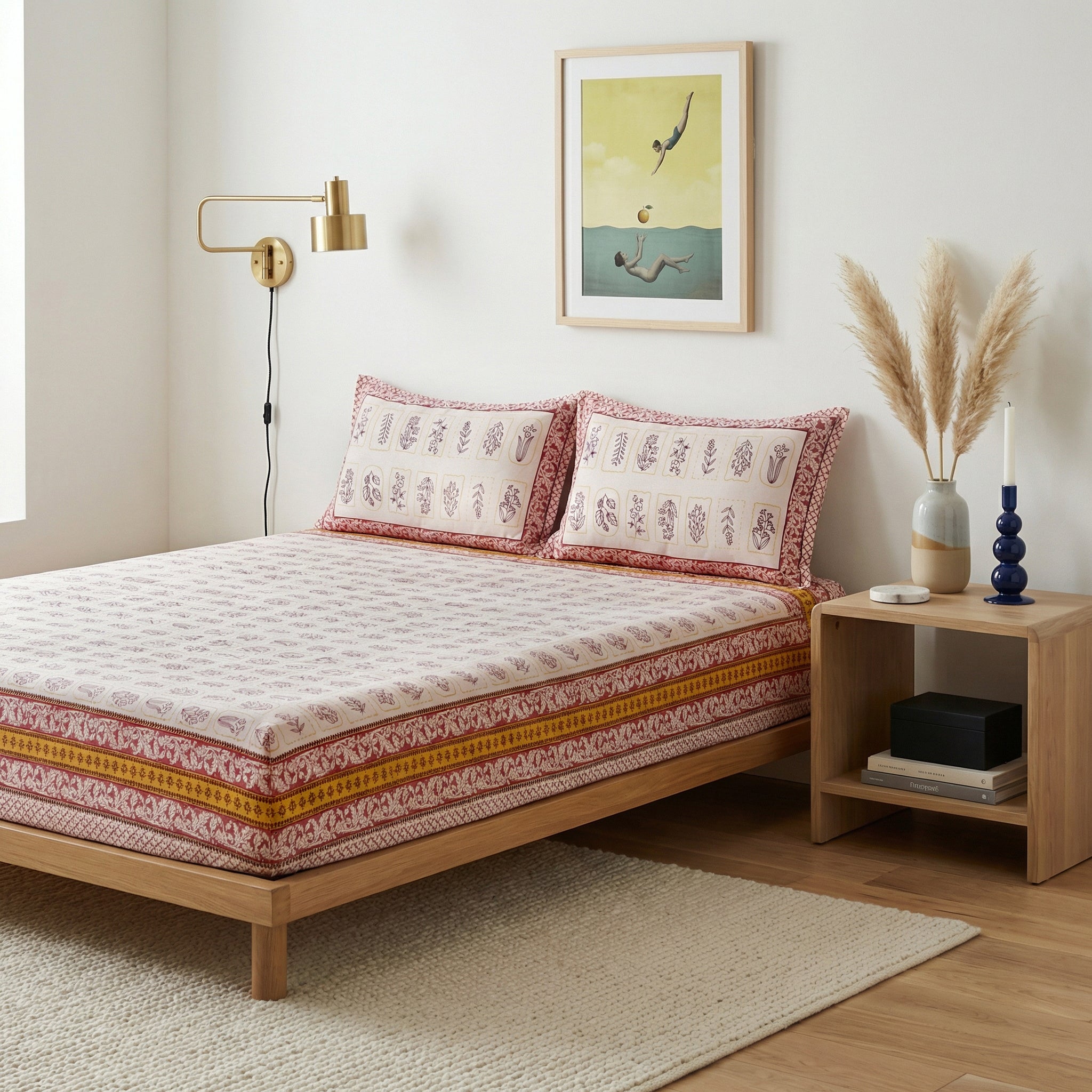 Maharani Maroon Pure Cotton Bedsheet Secondary image