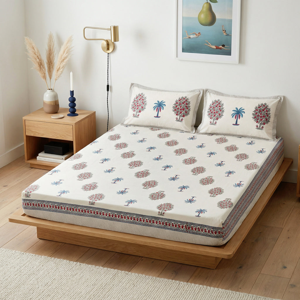 Palm Grove Linen Cotton Bedsheet