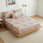 Beige Floral 5 Piece Bedding Set